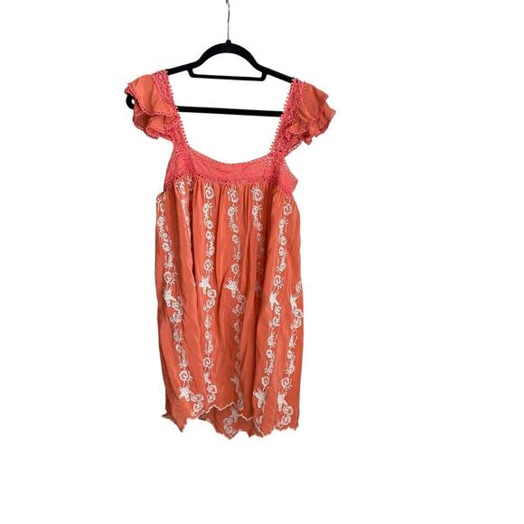 Show Me Your MuMu Blushing Lace Coral Floral 100% Silk Mini Dress Size Medium - Picture 5 of 7